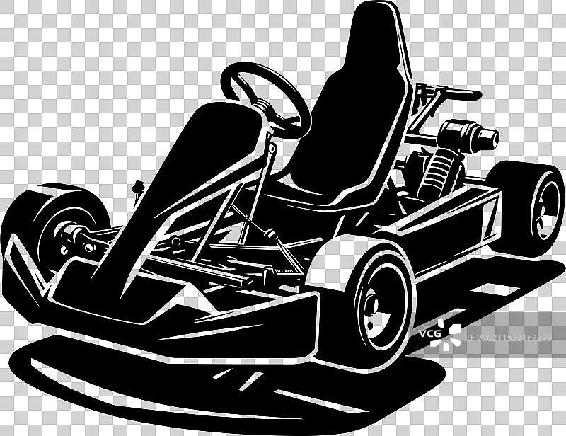 卡丁车轮廓在白色背景上独立展示图片素材