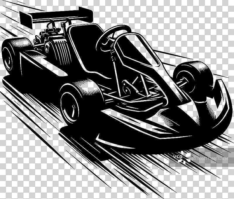 卡丁车轮廓在白色背景上独立展示图片素材