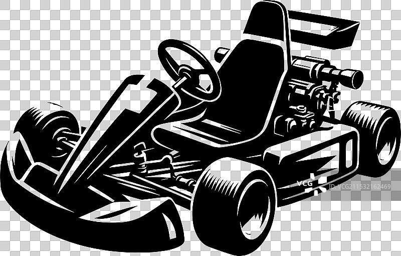 卡丁车轮廓在白色背景上孤立显示图片素材