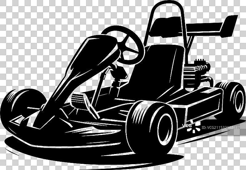 卡丁车轮廓在白色背景上独立展示图片素材