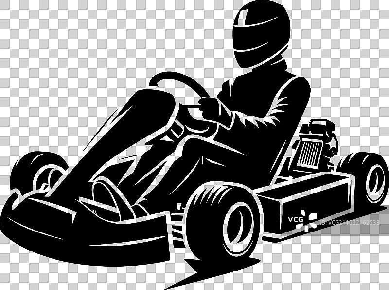 卡丁车轮廓在白色背景上独立展示图片素材