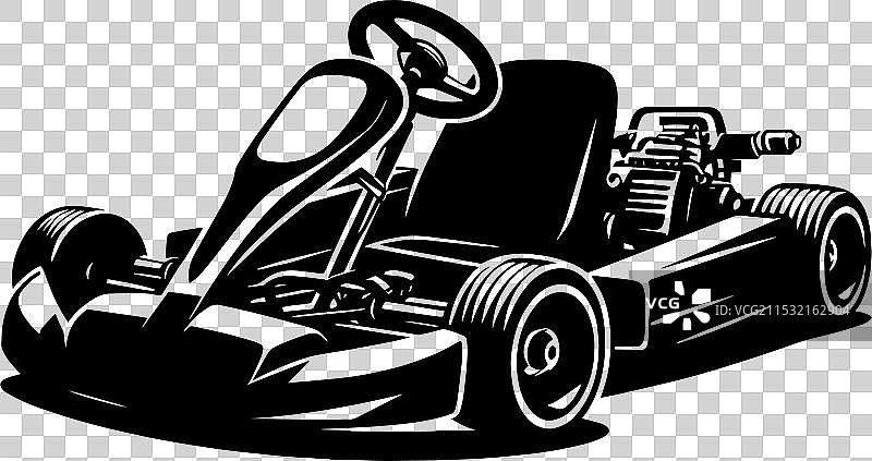 卡丁车轮廓在白色背景上独立展示图片素材