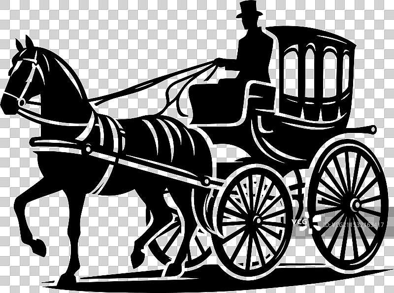 马车轮廓在白色背景上孤立显示图片素材