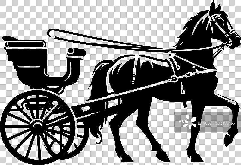 马车轮廓在白色背景上孤立展示图片素材