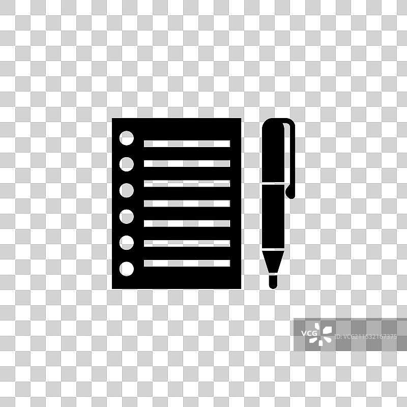 黑白色的记事本和钢笔图标图片素材