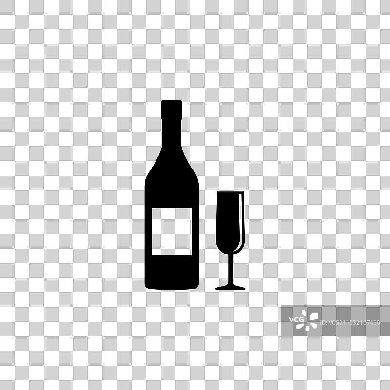 优雅的酒瓶剪影图标图片素材