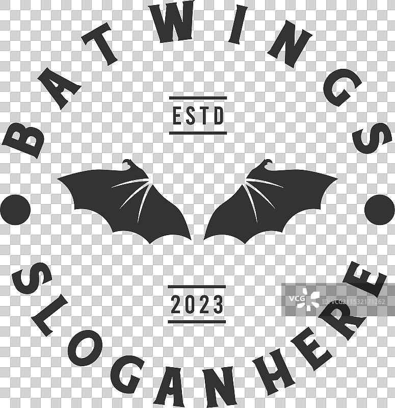 蝙蝠翅膀标志徽章标签在孤立背景上图片素材