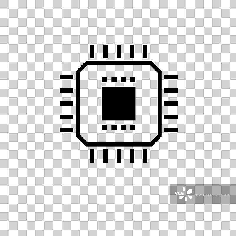 微处理器芯片电路实心平面图标图片素材