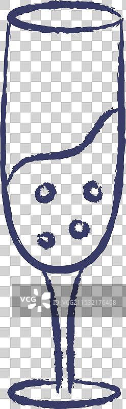 孤立的手绘香槟杯轮廓图片素材