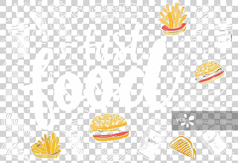 快餐涂鸦系列在黑板上图片素材