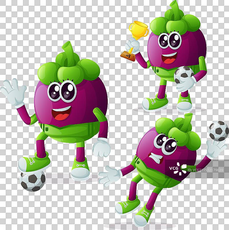 可爱的山竹角色在踢足球图片素材