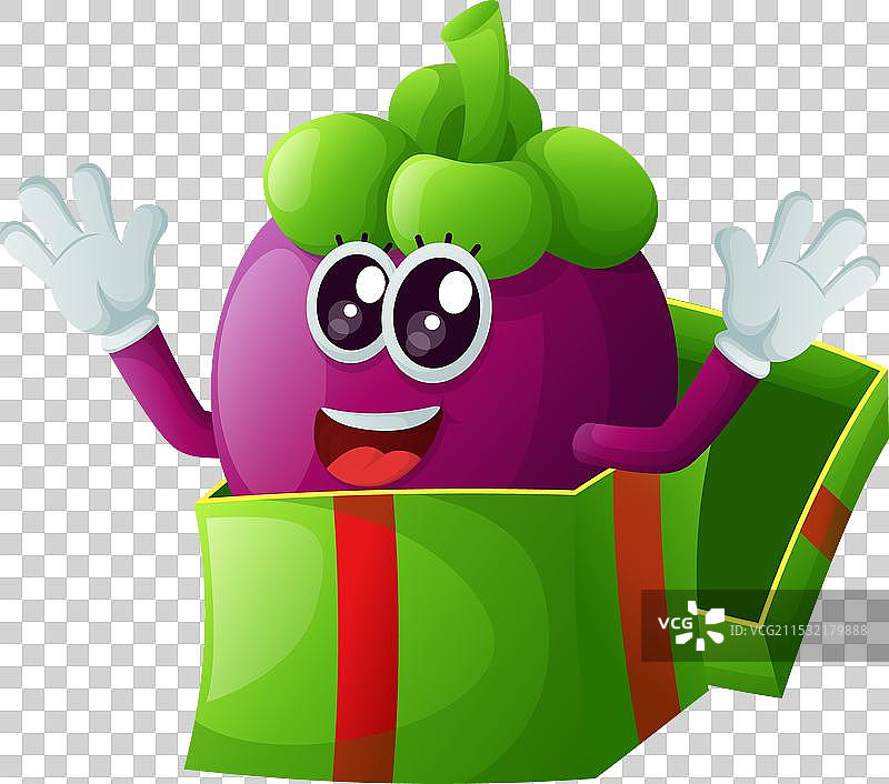 可爱的山竹角色正在收礼物图片素材