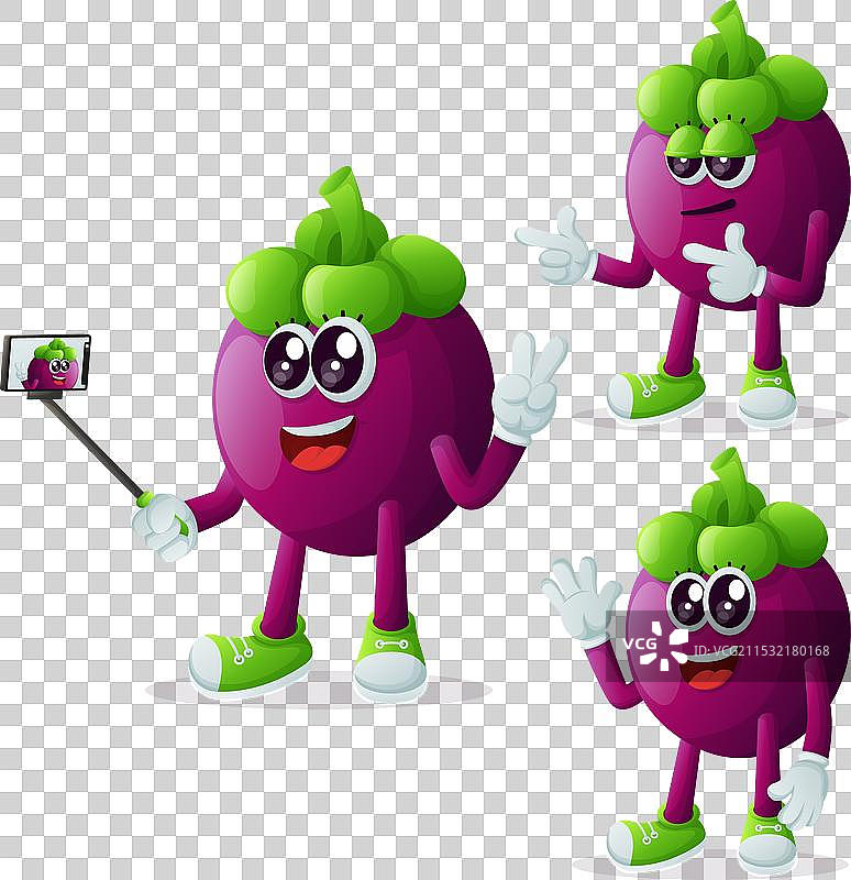 可爱的山竹角色表现出自恋特征图片素材