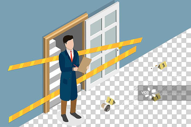 犯罪的三维等距平面图图片素材