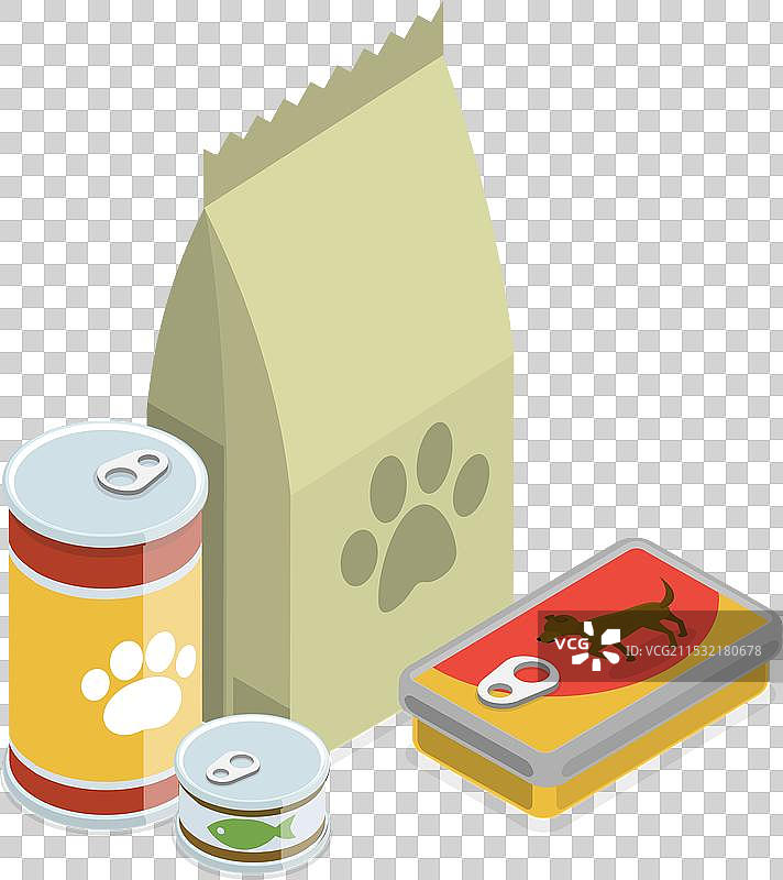 3D等距平面小狗零食套装图片素材