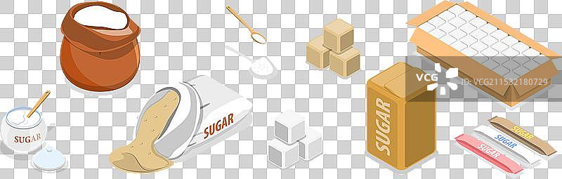 3D等距平面糖果物品集合图片素材