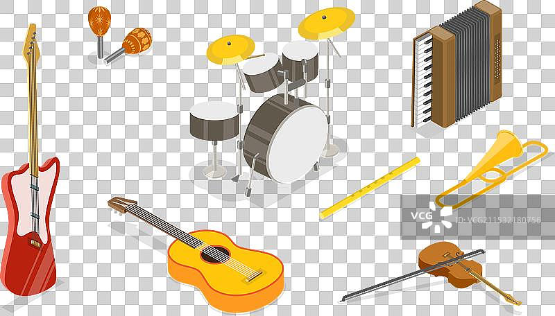 音乐的三维等距平面图图片素材