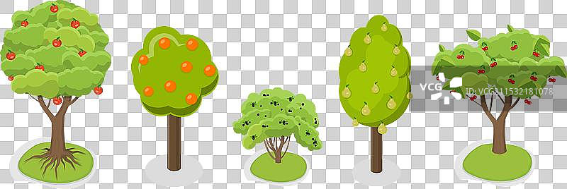 3D等距平面水果树图集图片素材