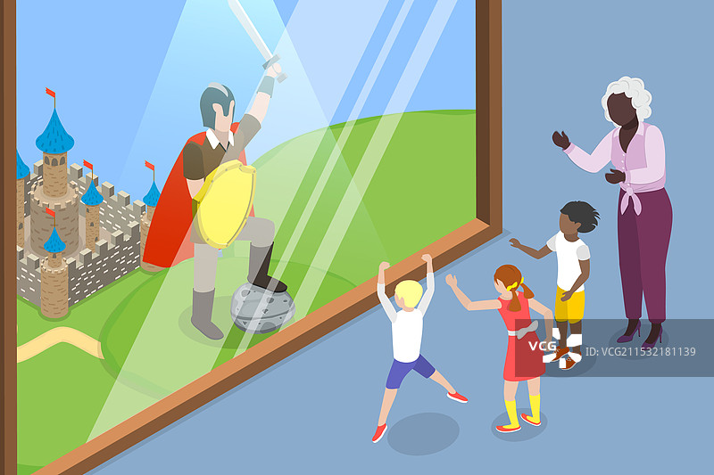 历史的三维等距平面图图片素材