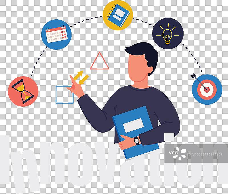 商人被商业流程图标包围图片素材