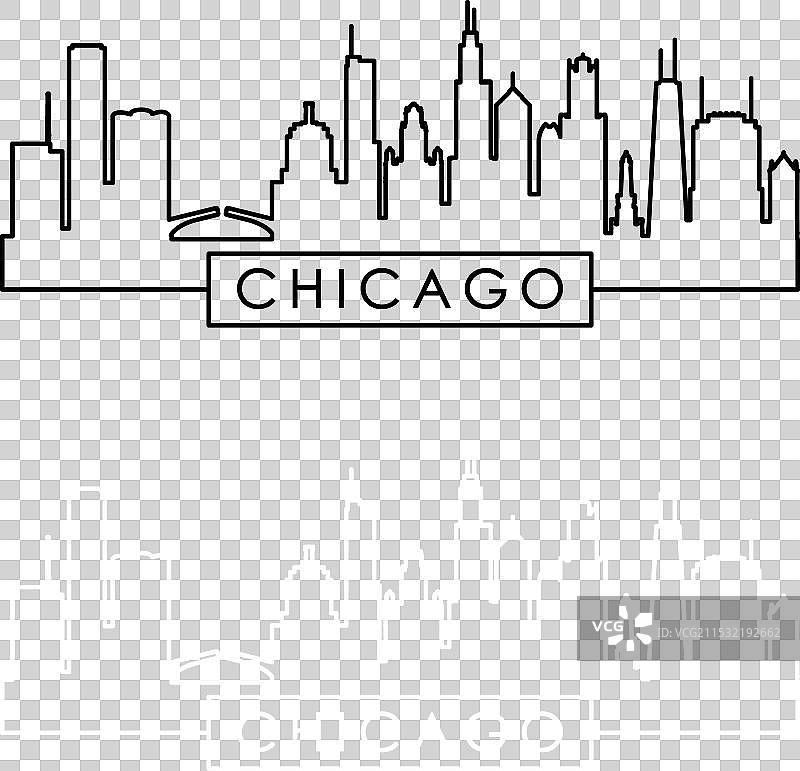 芝加哥天际线线条风格芝加哥城市单体图片素材