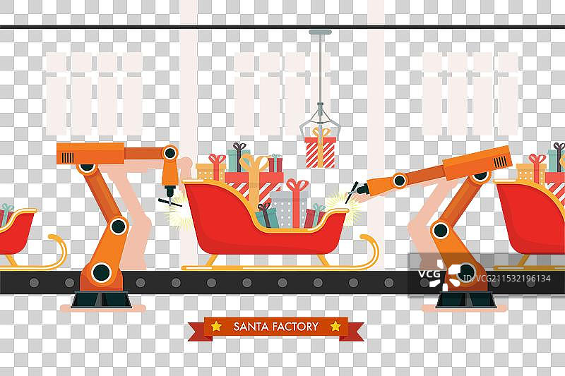 圣诞老人雪橇生产制造过程图片素材