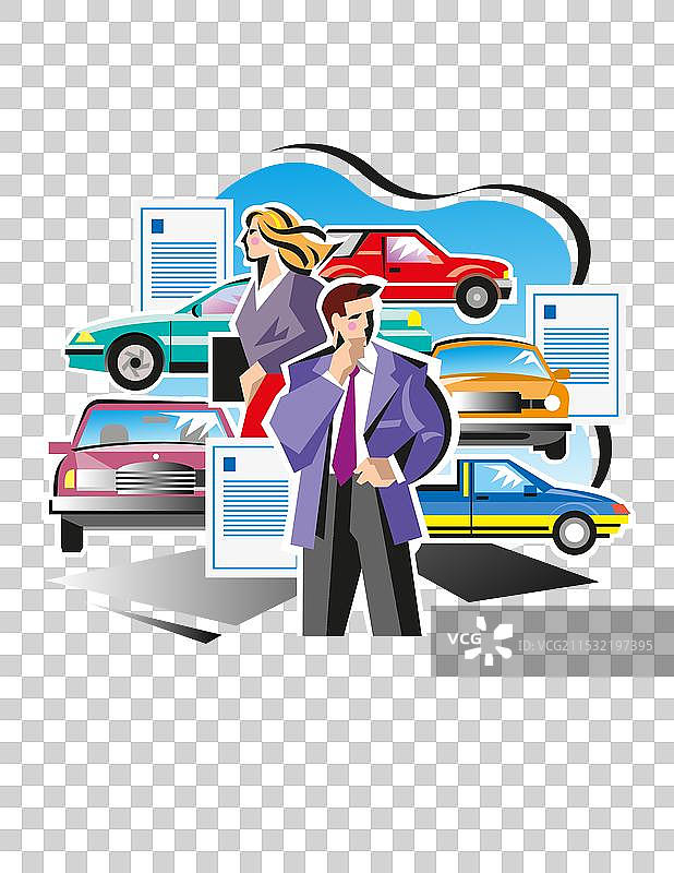 配备汽车的商务专业人士图片素材