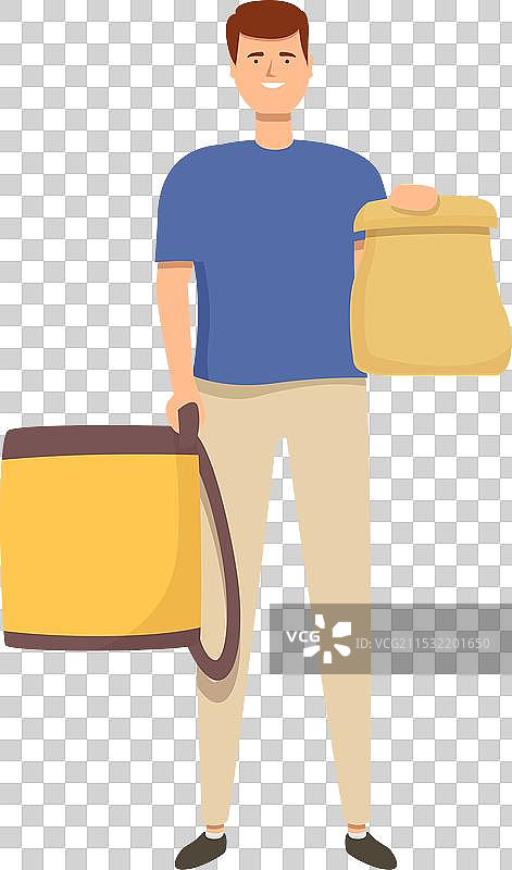 微笑的男人图标，卡通快递员背包图片素材