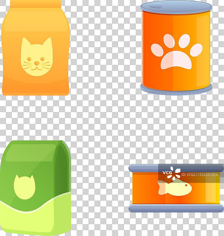 卡通动物食品图标套装包装图片素材