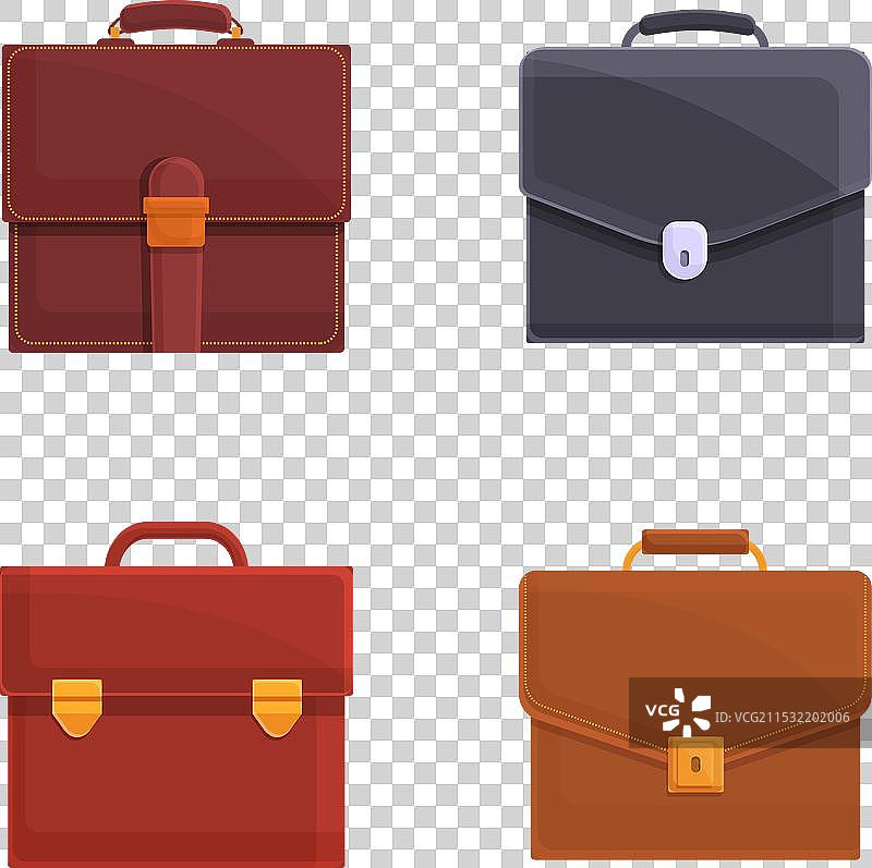 卡通皮革公文包图标集图片素材