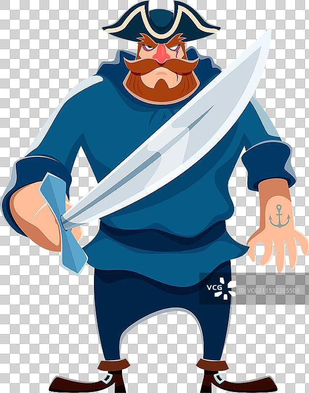卡通海盗船长角色，手持剑图片素材