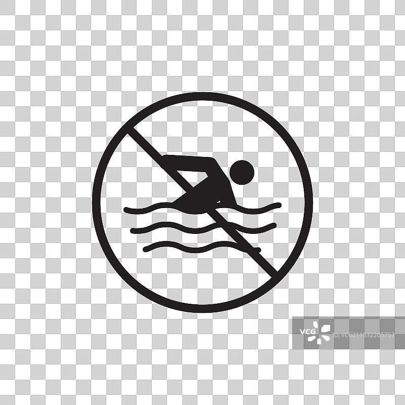 禁止游泳标志图标集，无游泳池和禁止游泳图片素材