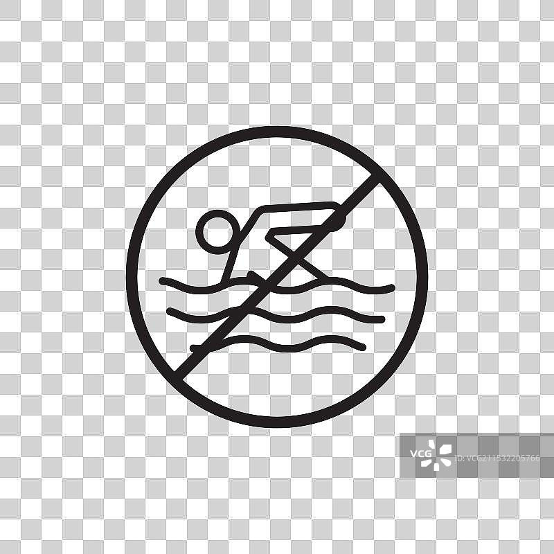 禁止游泳标志图标集，无游泳池和禁止游泳图片素材