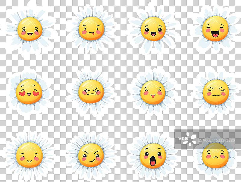 洋甘菊微笑雏菊花卡通角色图片素材