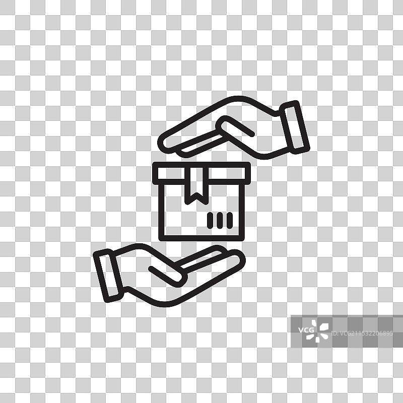 安全交付图标集，箱子和包裹符号图片素材