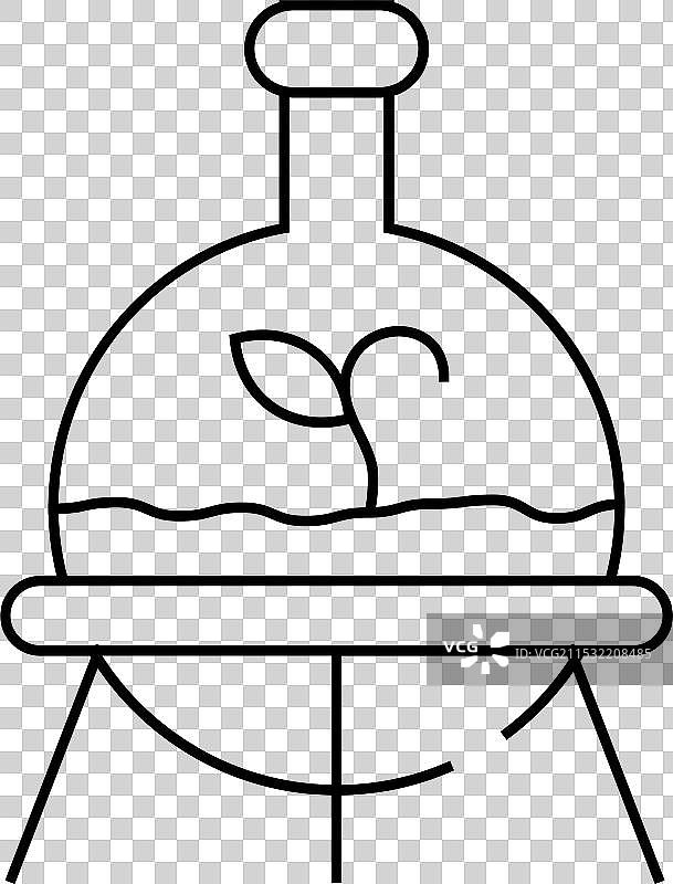 实验室中生长植物的烧瓶线条图标图片素材