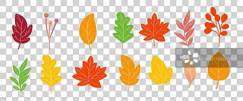 秋天的树叶简单卡通扁平风格设计图片素材