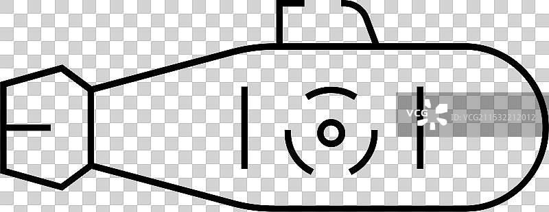 核潜艇线条图标黑色图片素材