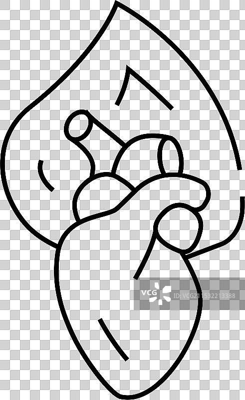 燃烧的心形线条图标图片素材