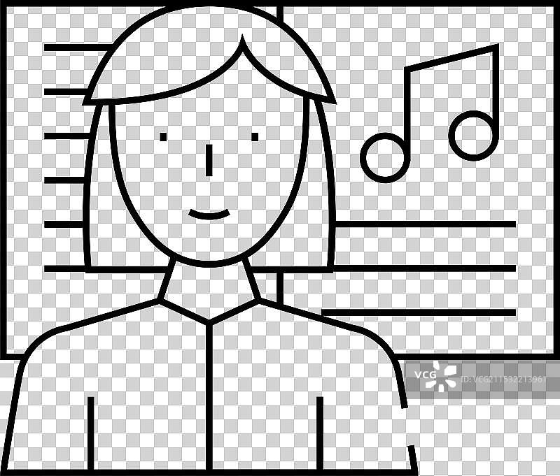 音乐家女性职业线条图标图片素材
