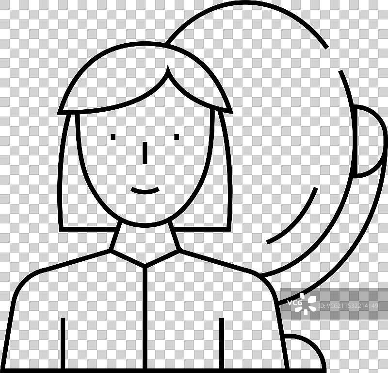 化妆师女性职业线条图标图片素材