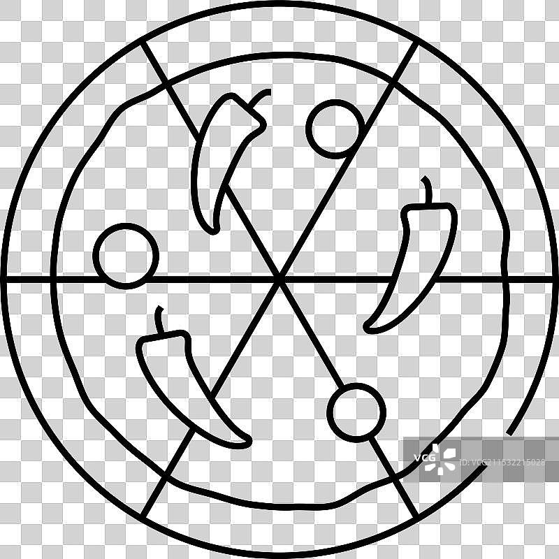 带有辣椒的比萨线条图标图片素材