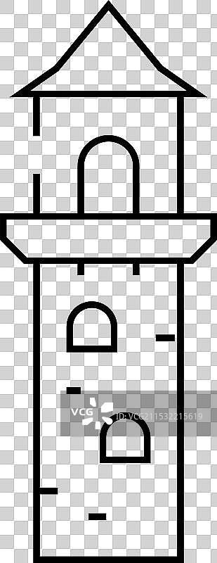 黑色瞭望塔线条图标图片素材