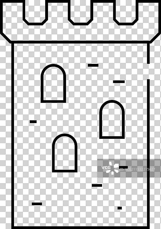 古老城堡的塔楼线条图标图片素材