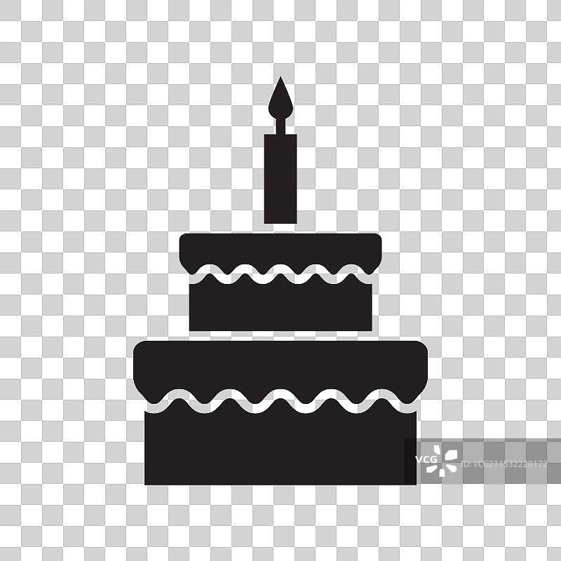 生日蛋糕图标集，蛋糕、蜡烛、樱桃符号图片素材