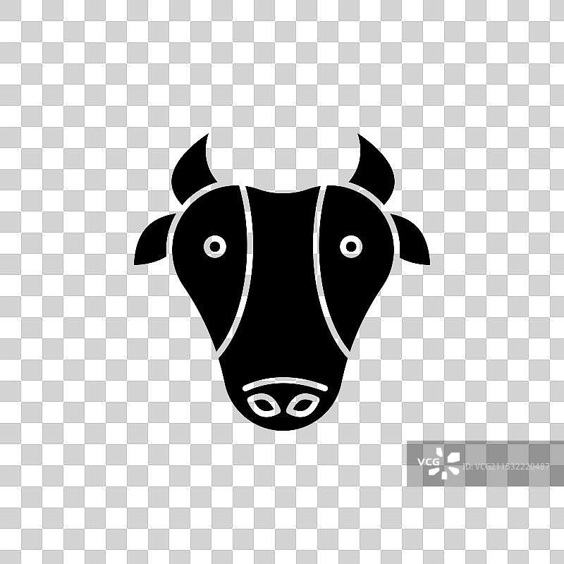 农场牛图标集，牛脸符号，牛角图片素材