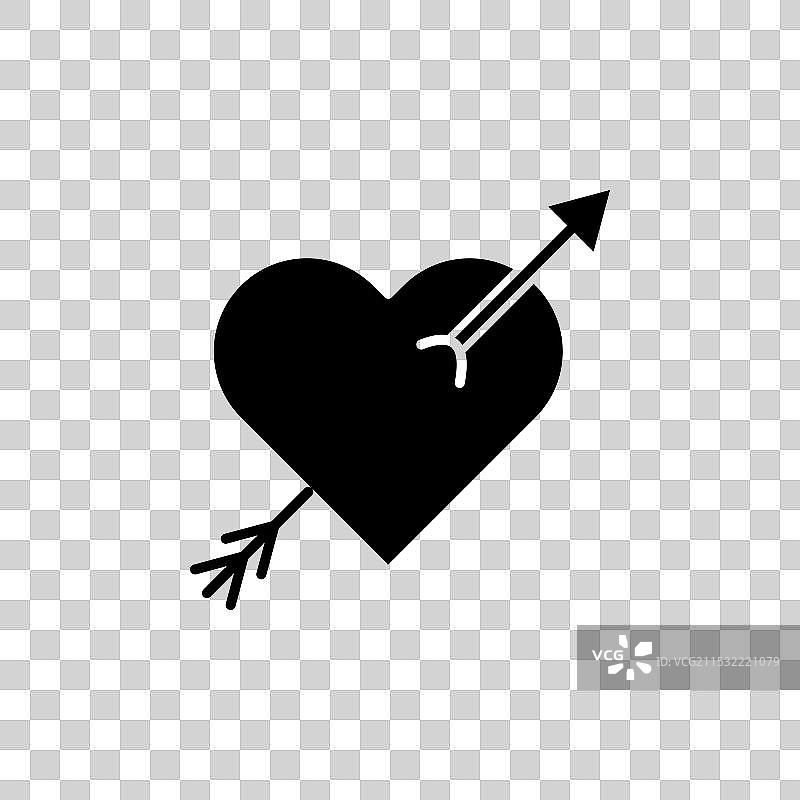 婚礼或情人节的心形箭头图标集图片素材