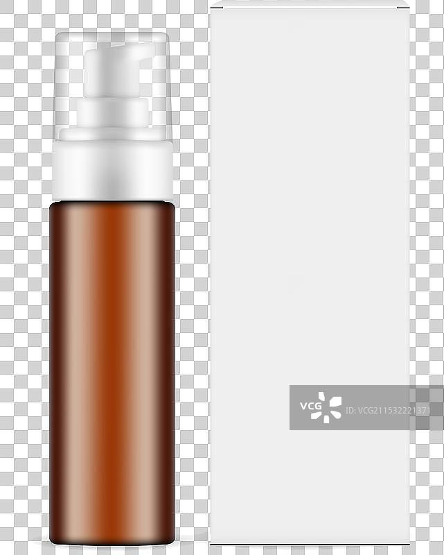 琥珀色无空气泵瓶及其包装盒图片素材