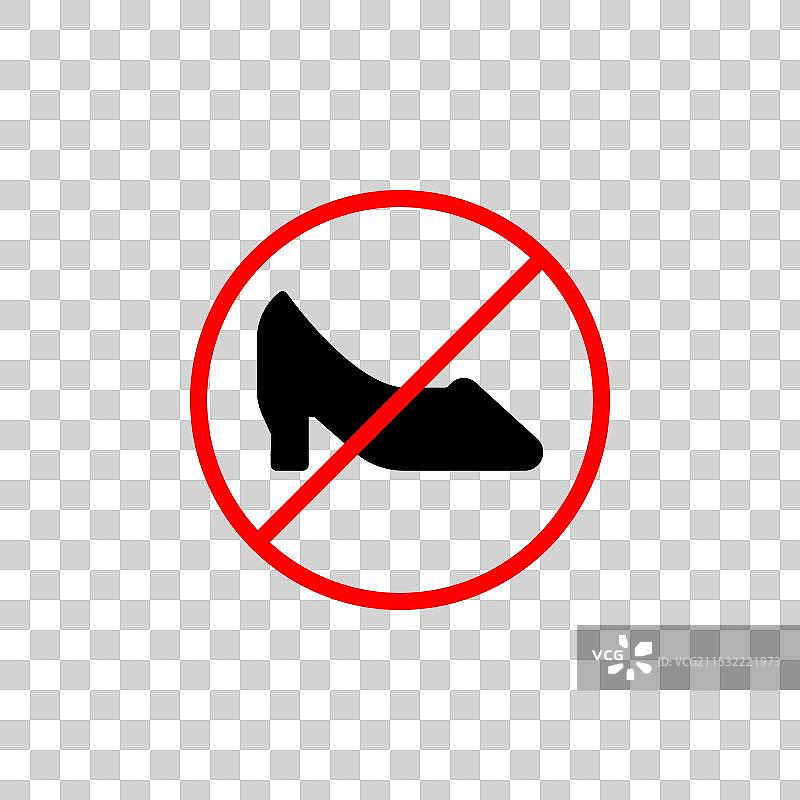 禁止高跟鞋标志，女性不允许穿高跟鞋图片素材