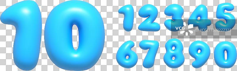 蓝色卡通3D数字图片素材